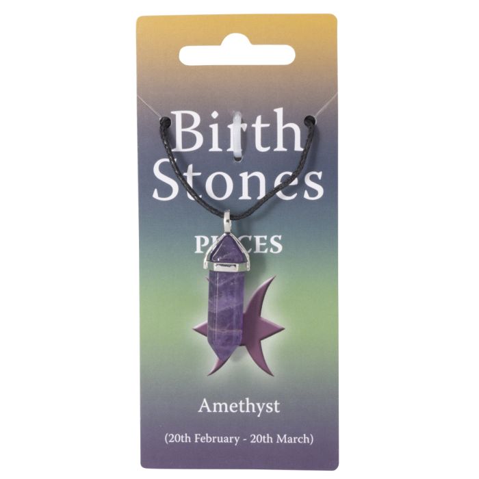 Pisces, Amethyst Birthstone Pendant on Thong (10pcs) NETT