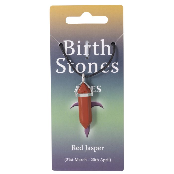 Aries, Red Jasper Birthstone Pendant on Thong (10pcs) NETT