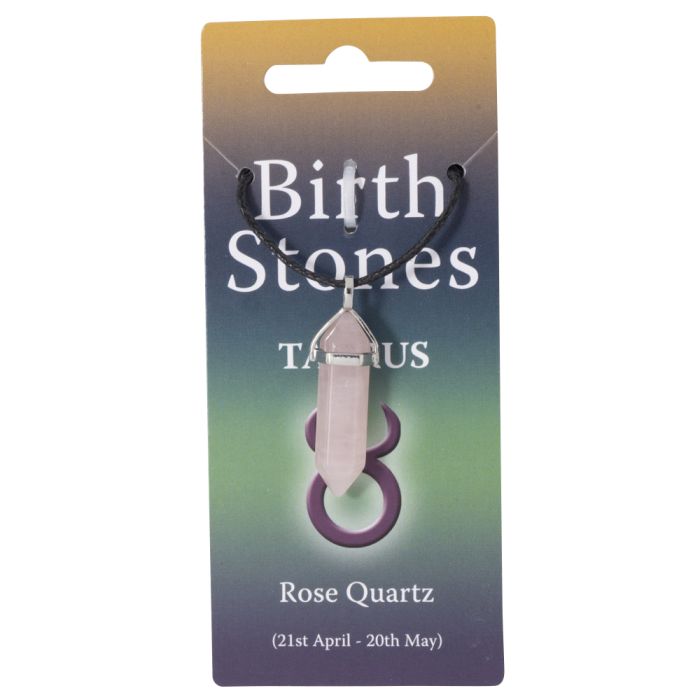 Taurus, Rose Quartz Birthstone Pendant on Thong (10pcs) NETT