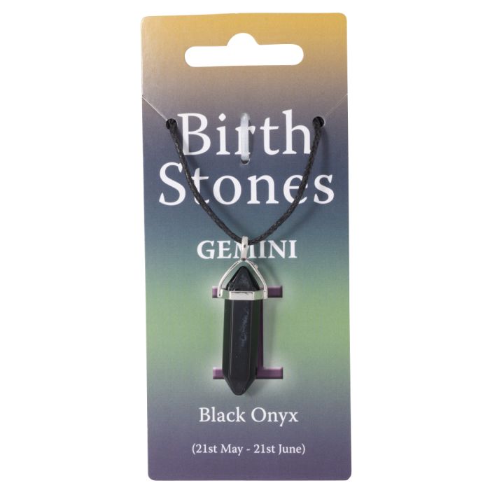 Gemini, Black Onyx Birthstone Pendant on Thong (10 Piece) NETT