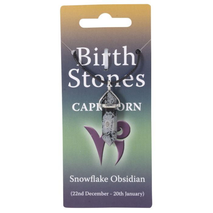 Capricorn, Snowflake Obsidian Birthstone Pendant on Thong (10pcs) NETT