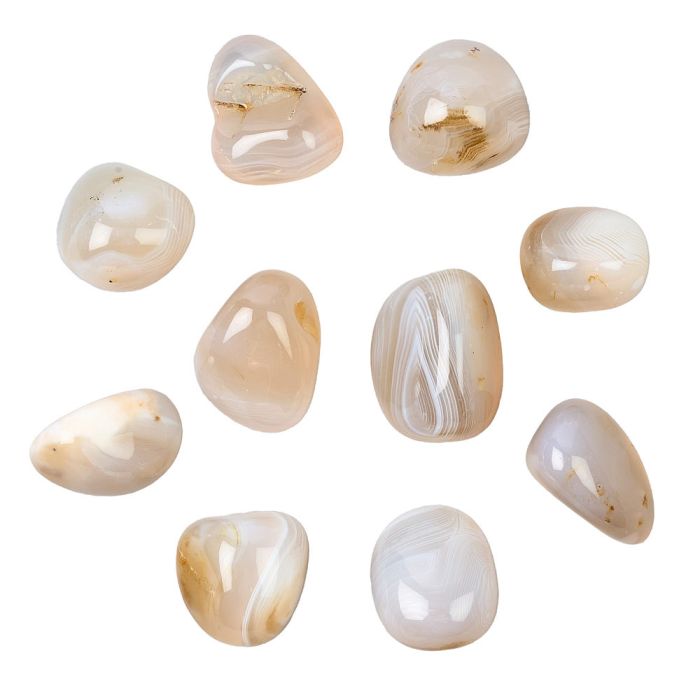 Birthstone Tumblestones Agate Botswana AQUARIUS 10 Pieces NETT from Rockshop Wholesale
