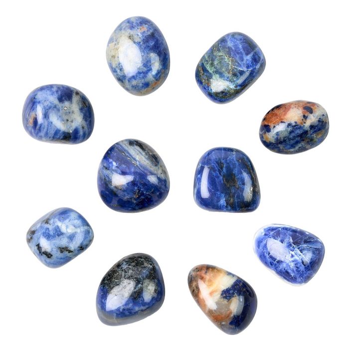 Birthstone Tumblestone Sodalite Brazil SAGITTARIUS 10 Pieces NETT from Rockshop Wholesale