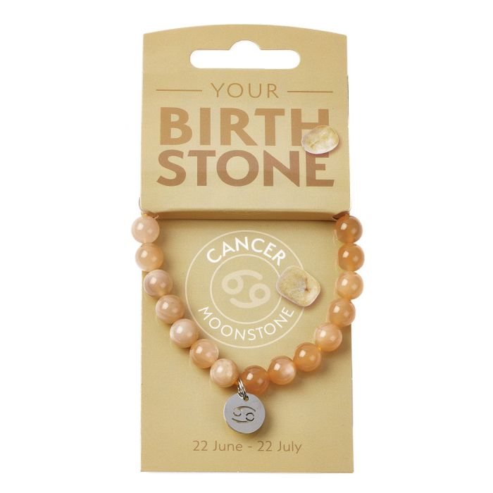 CANCER Moonstone Birthstone Bead Bracelet with Charm (3pc) NFD