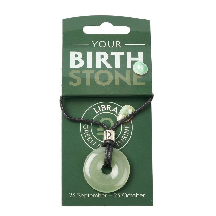 LIBRA Green Aventurine Birthstone Donut Pendant on Thong with Charm (3pc) NFD