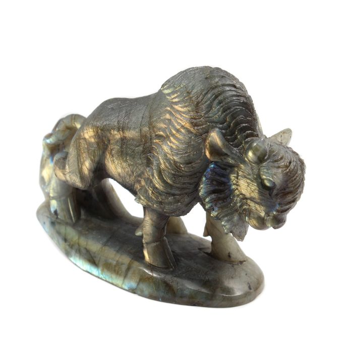 Labradorite Bison Carving With Base 4.5" (1 Piece) SPECIAL