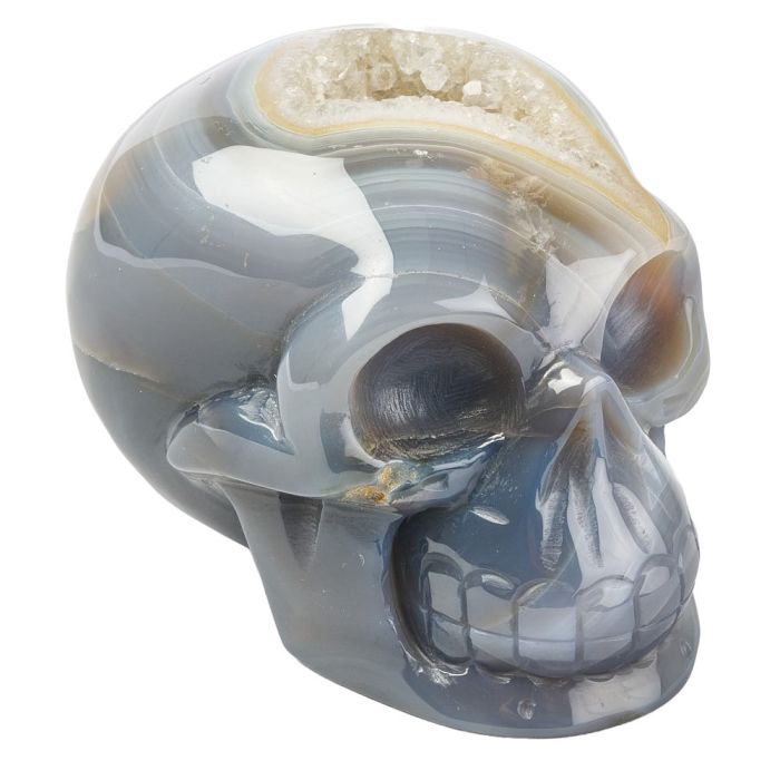 Agate Geode Skull, 3.75" (1pc) NFD