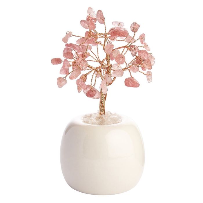 Strawberry Quartz Gem Tree in Flowerpot (1pc) NFD