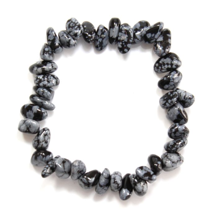 7.5" Freeform Chip Snowflake Obsidian Bracelet (1pc) NETT