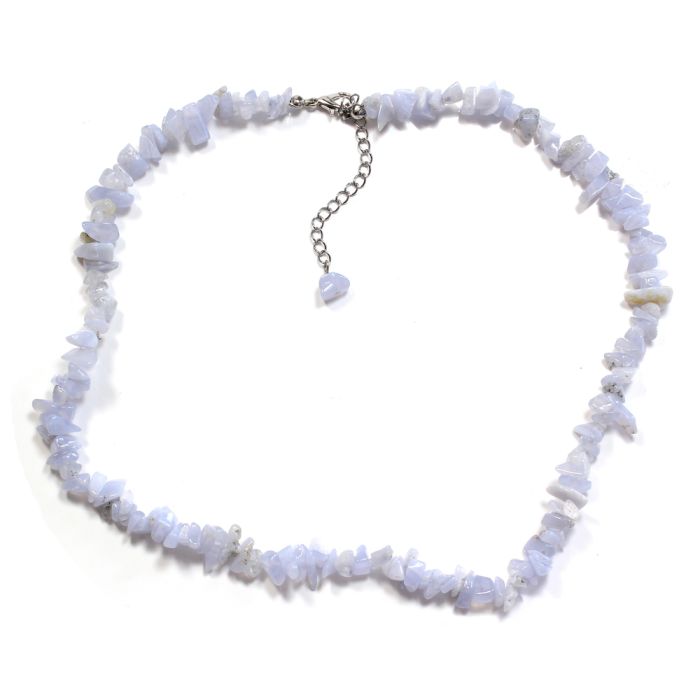 18" Blue Lace Agate Chip Necklace & Ext Chain (1pc) NETT