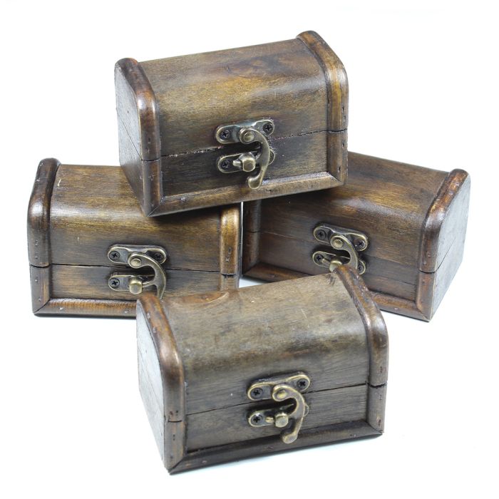 Small Wooden Treasure Chest (4pcs) NETT