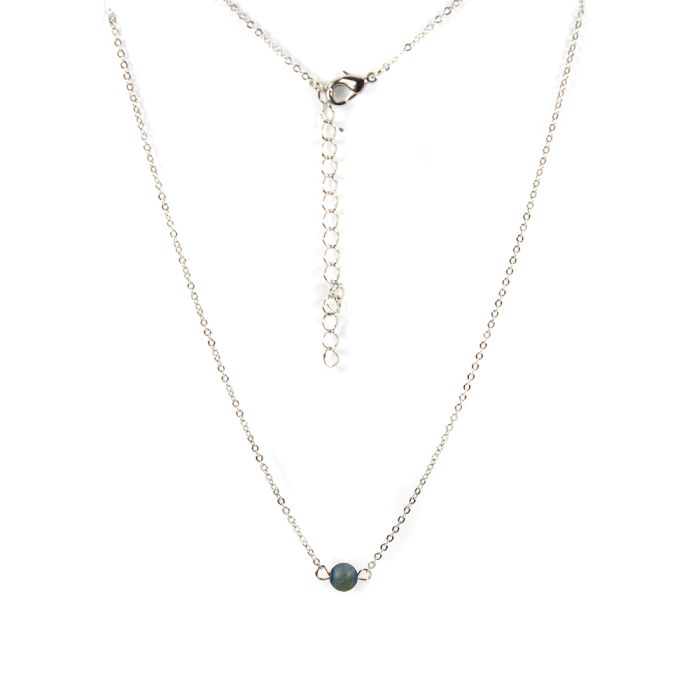 16" Necklace (Rhodium Plated) with 6mm Green Rainbow Druzy Bead (1pc) (Was £3.85 Now £1.925) NETT