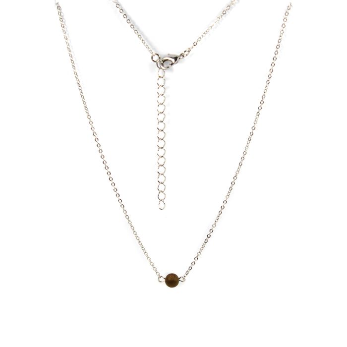 16" Necklace (Rhodium Plated) with 6mm Brown Druzy Bead (1pc) (Was £3.85 Now £1.925) NETT