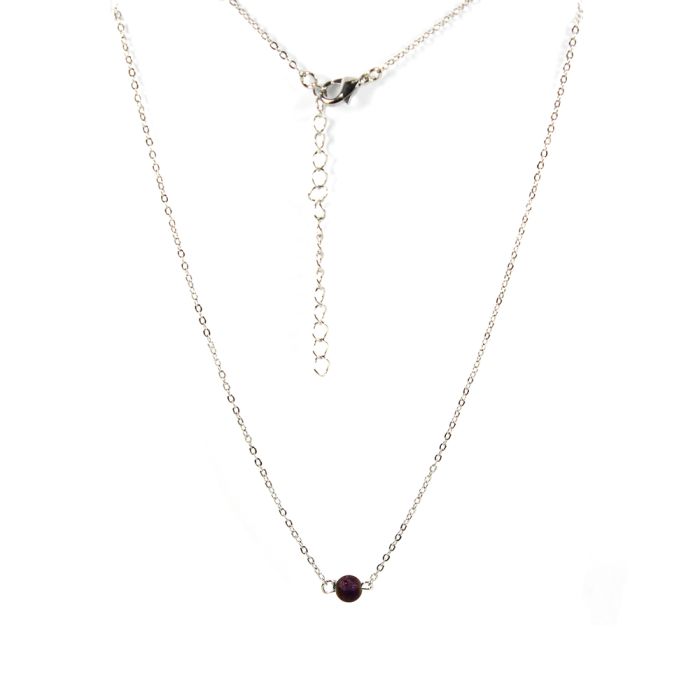 16" Necklace (Rhodium Plated) with 6mm Purple Rainbow Druzy Bead (1pc) (Was £3.85 Now £1.925) NETT