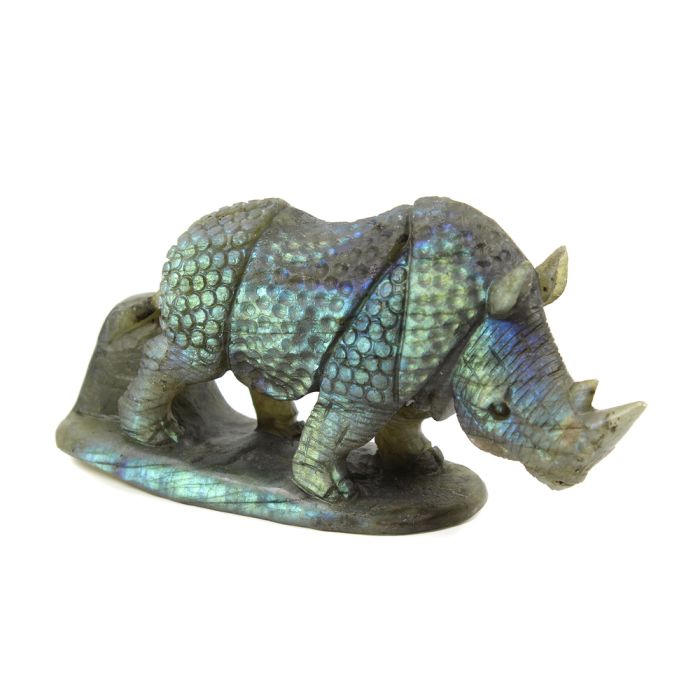 Labradorite Rhino Carving with Base (3.5x1.5x2.5") (1 Piece) SPECIAL