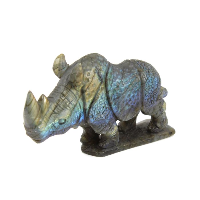 Labradorite Rhino Carving with base (3x1x3") (1 Piece) SPECIAL