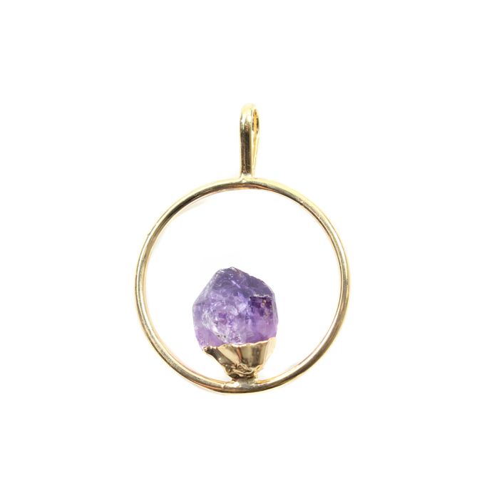 Pendant Ring With Fixed Amethyst Point Gold Plated (1 Piece) NETT