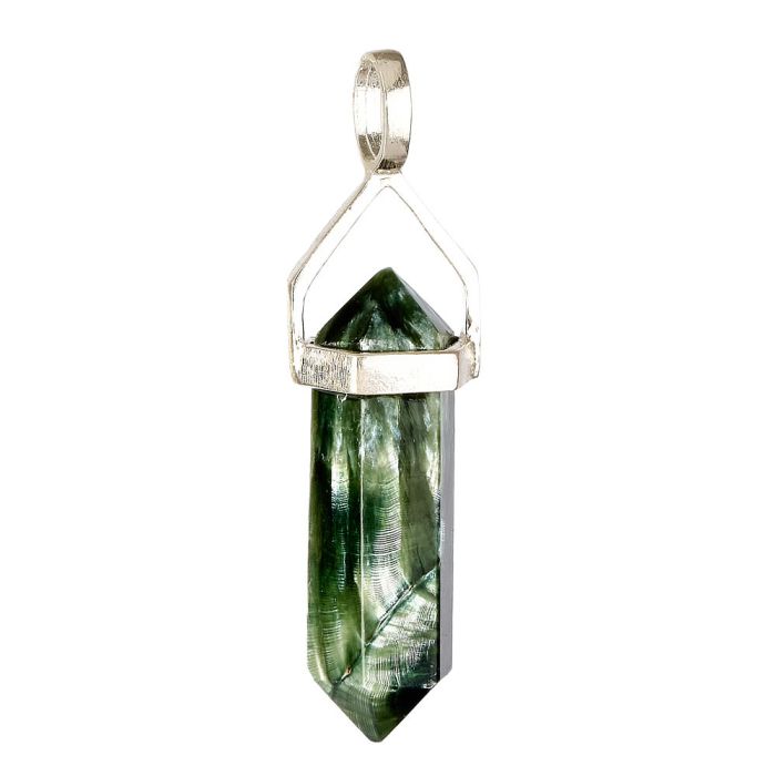 Seraphinite Double Point Pendant, Sterling Silver (1pc)
