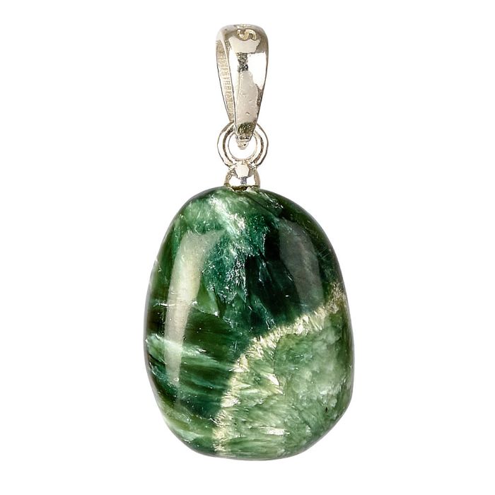 Seraphinite Tumblestone Pendant with Sterling Silver Bail (1pc)