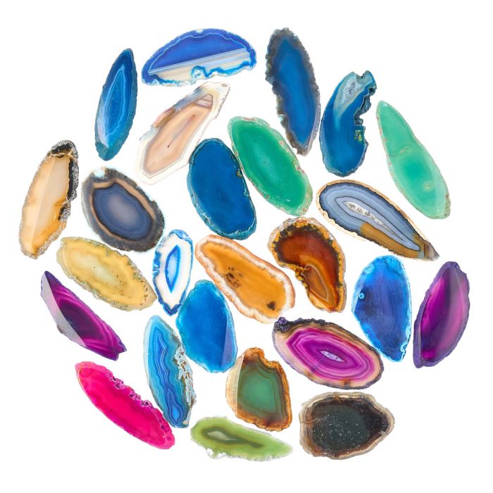 Agate Slices up to 2" in Assorted Colours (25 Pieces) NETT