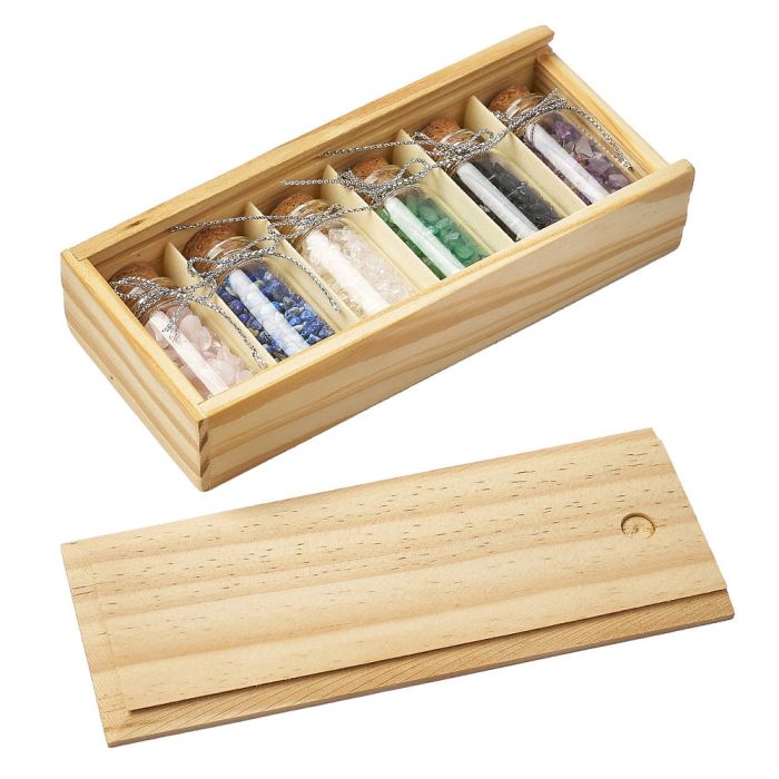 Gemstone Bottle Collection of 6 in Wooden Box (1pc)