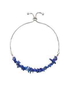 Lapis Chip Adjustable Sliding Bracelet, Silver Plated (1pc) NETT