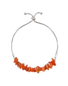 Carnelian Chip Adjustable Sliding Bracelet, Silver Plated (1pc) NETT