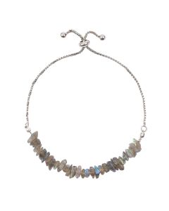 Labradorite Chip Adjustable Sliding Bracelet, Silver Plated (1pc) NETT