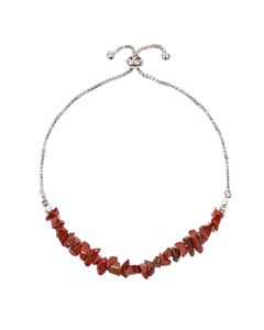 Red Jasper Chip Adjustable Sliding Bracelet Silver Plated (1pc) NFD