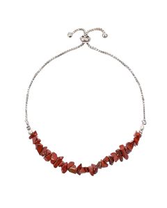 Red Jasper Chip Adjustable Sliding Bracelet, Silver Plated (1pc) NETT