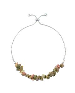 Unakite Chip Sliding Bracelet, Silver Plated (1pc) NETT