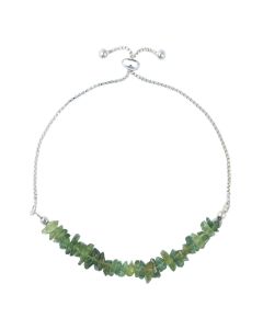 Green Apatite Chip Sliding Bracelet, Silver Plated (1pc) NETT