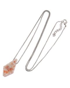 Sunstone Kite Shape Pendant on 24" Silver Plated Chain (1pc)