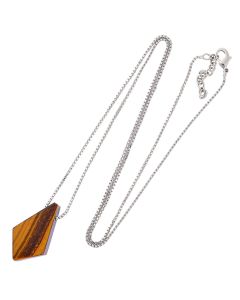 Tiger Eye Kite Shape Pendant on 24" Silver Plated Chain (1pc)