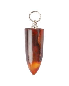 Carnelian Bullet Pendant Silver Plated (1pc)