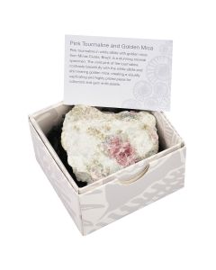 Pink Tourmaline with Golden Mica in Gift box with ID card (1pc)
