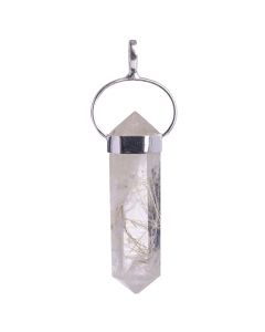 Rutilated Quartz Double Terminated 925 Sterling Silver Pendant, Brazil (1pc) NETT