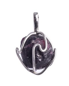 Garnet Wire Wrapped 925 Sterling Silver Pendant, Brazil (1pc) NETT