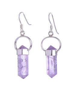 Amethyst Double Terminated Hook Earrings 925 Sterling Silver, Brazil (1pr) NETT