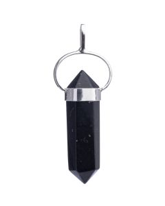 Black Onyx Double Terminated 925 Sterling Silver Pendant, Brazil (1pc) NETT