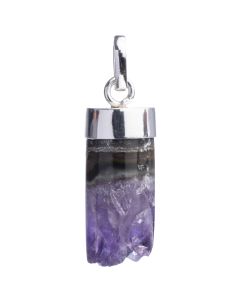 Polished Amethyst Cylinder 925 Sterling Silver Pendant, Brazil (1pc) NETT