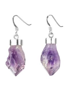 Rough Amethyst 925 Sterling Silver Earrings (1pr) NETT