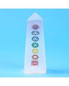 Selenite Obelisk. 10cm, Chakra Colour (1pc)