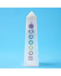 Selenite Obelisk, Chakra, 15cm (1pc)