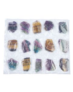 Rainbow Fluorite Slice Natural Edge (1 Sheet/15pcs) NETT