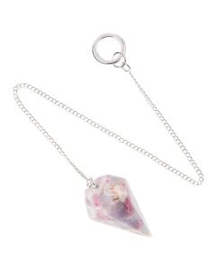 Pink Tourmaline in Quartz Pendulum, 25mm x 40mm (1pc)