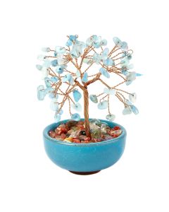 Aquamarine Gemstone Tree in Cup, 115mm  (1pc) NFD