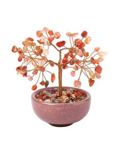 Carnelian Gemstone Tree in Cup, 115mm  (1pc) NFD