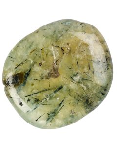 Epidot in Prehnite with black Tourmaline Smoothstone (1pc)