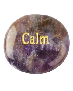Dream Amethyst Smoothstone with CALM etching (1pc)